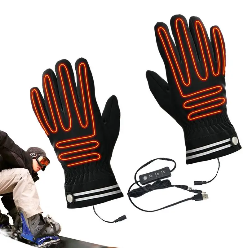 

Сенсорные перчатки с USB-подогревом, Светоотражающие Водонепроницаемые перчатки, ветрозащитные, для катания на лыжах, ходьбы, активного отдыха
