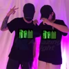 Hot Sale Sound Activated El T-qualizer Shirt Led T shirt El T-shirt  With 2pcs AA Battery Inverter Free Shipping 5