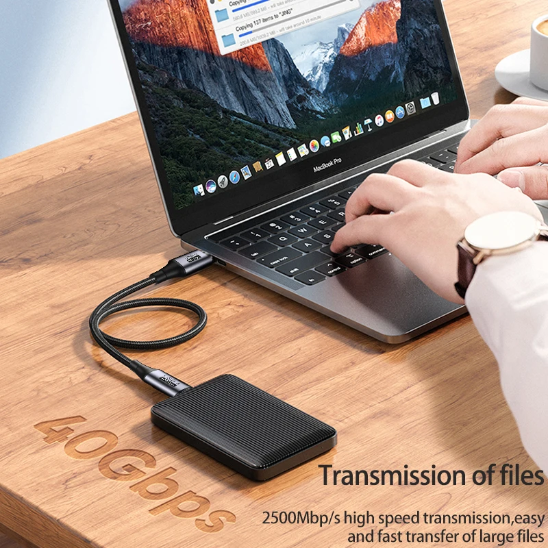 USB 4.0 Ÿ C to cŸ ̺, 40Gbps 8K @ 60Hz PD 100W    ̺ ڵ Ʈ 3/4 ƺ  ƮϿ