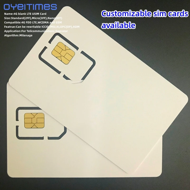 

OYEITIMES 4G 128K Programable Blank SIM Card GSM WCDMA LTE SIM Card 2FF/3FF/4FF With ICCID IMSI KI OPC(OP) SIM Card For Operator