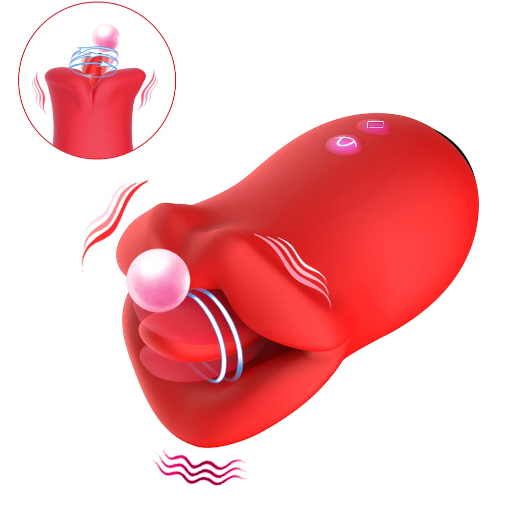 2in1 Clitoral Licking Rotating G Spot Vibrator Clit Tongue Dildo Vaginal Vibrating Stimulator Adult Sex Toys for Women