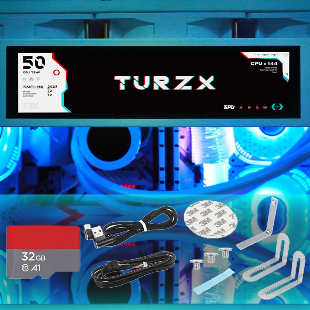 PC ̽ IPS C Ÿ  ũ ̽, CPU GPU RAM ǻ , AIDA6  Ʈ USB  ÷, 1920*480, 8.8 ġ