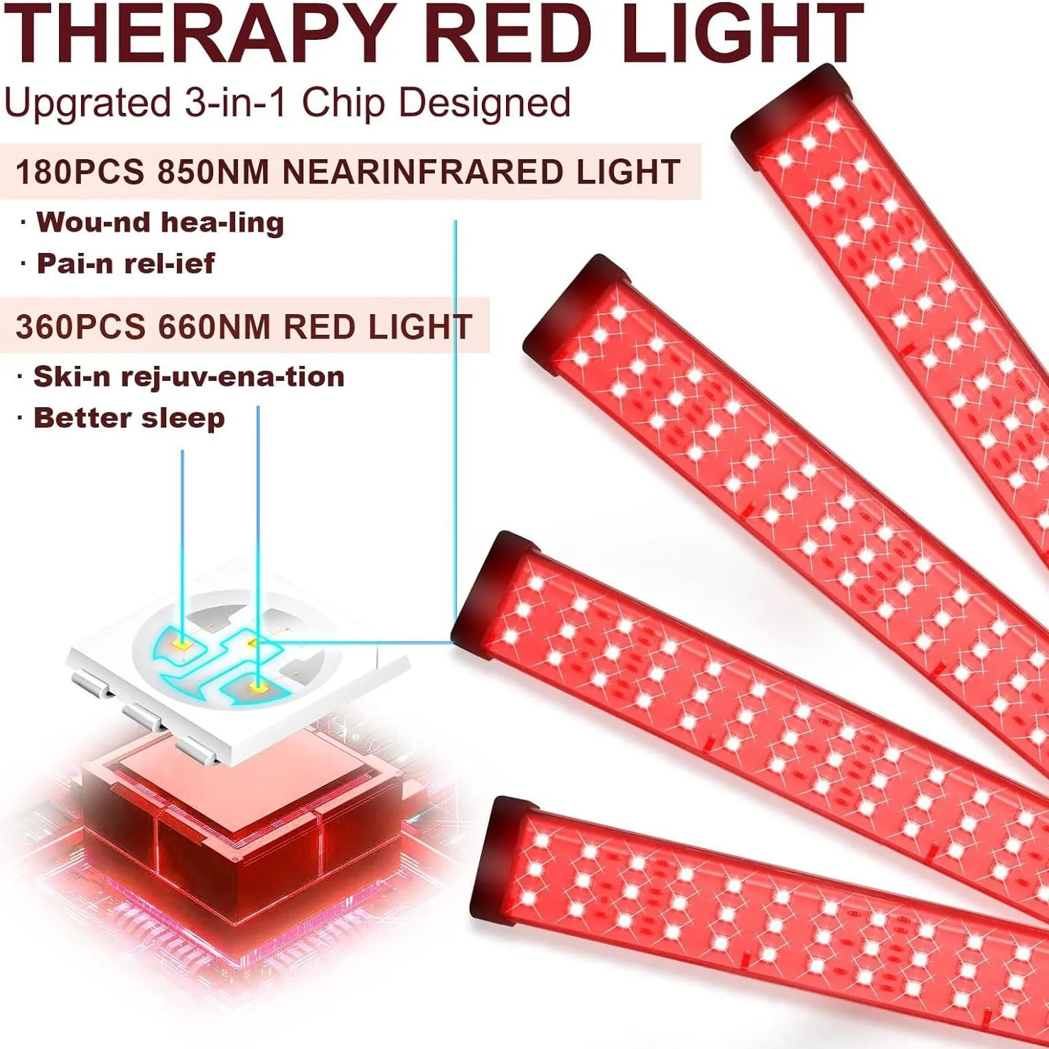 30W LED Red Light Therapy Lamp with Stand 660nm &850nm Near Infrared Light Device infrared therapy lamp red light therapy panel