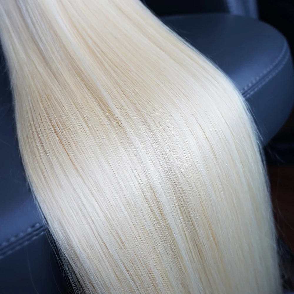 #613 Blonde Remy Human Hair Bundles Extension 10-30 inch 95(&plusmn;5)g/pc Platinum Blonde Silky Straight Hair Weave Bobbi
