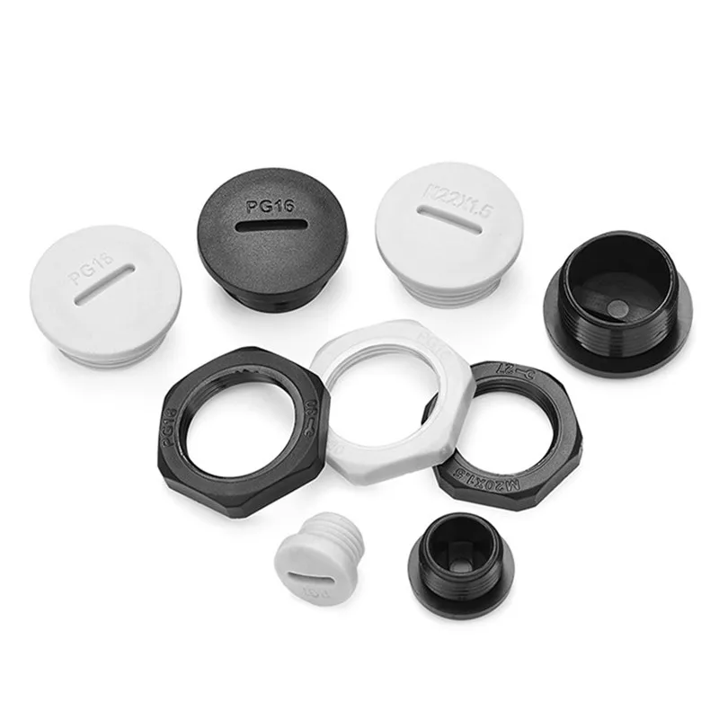 IP68 PA66 Nylon Cable Blind Plug Threaded Cable Gland Screw End Cap Covers For PG Gland Joints 10pcs Packed