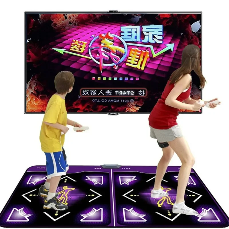 Somatosensory Game Double Wired Dance Mat Yoga Jogging Games Aerobics Sports Computer TV Dual Use with 2 Gamepads Blanket 11mm