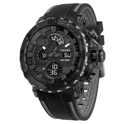 Men's Military Sports Watch - 50M Waterproof, LED Light, Stopwatch & Alarm Features (BLACK)