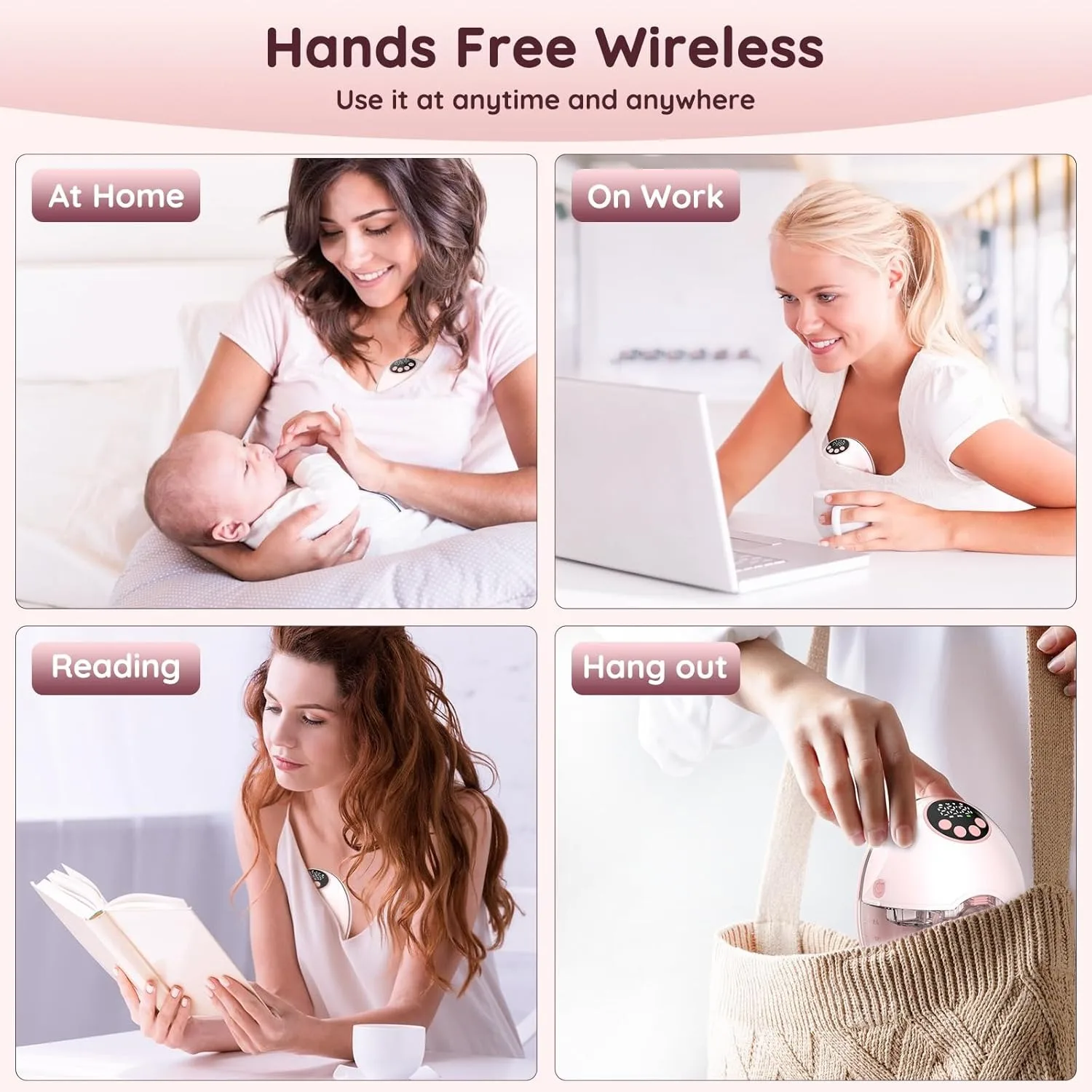 Wearable Breast Electric Handsfree BPA Free With Heating & UV Sterilize Lid Optional Silent Wireless Upgrade Breastmilk_voghion.com