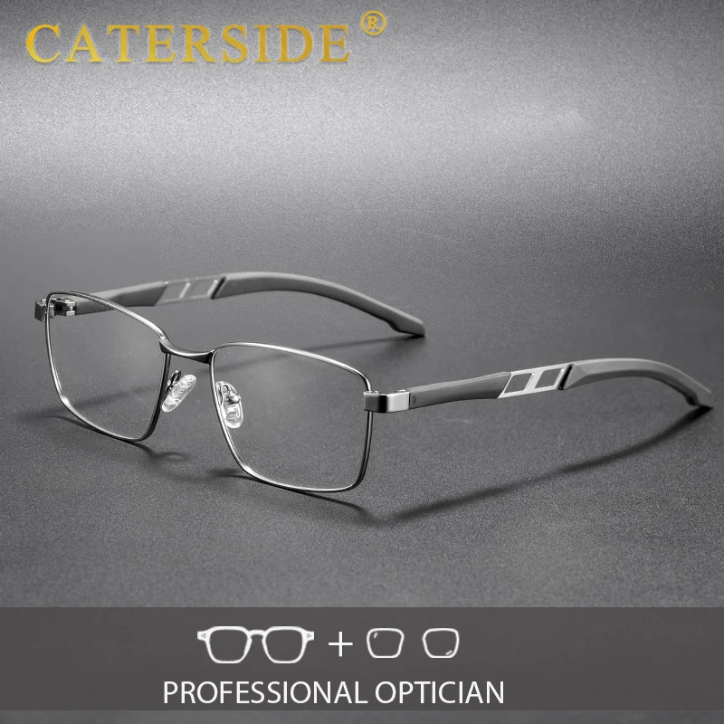 CATERSIDE Quadratische optische Herrenbrille, klassische Metallbrillengestelle, individuelle Brillen, Damen-Business-Brillen – Detail 2