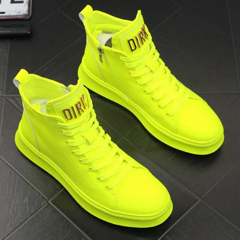 Men's Four Seasons Shiny Patent Leather Board Boys High-Top