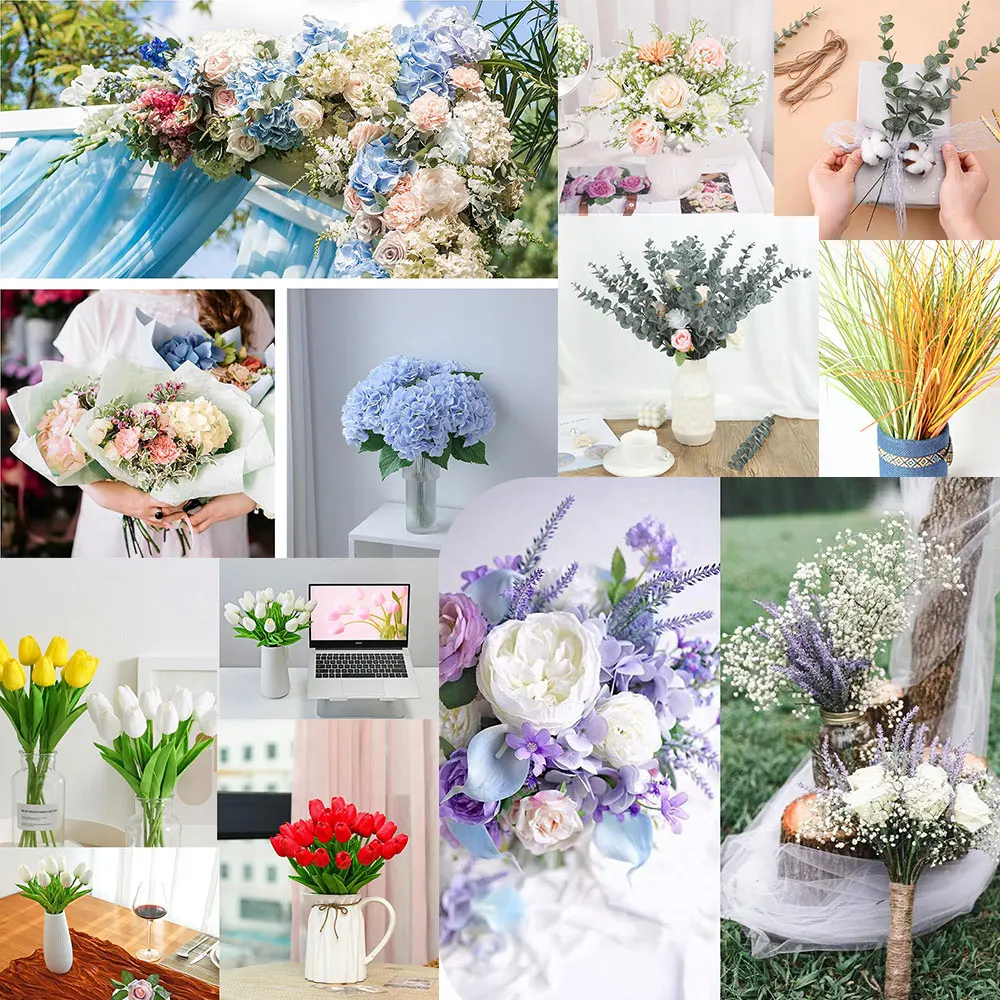 Artificial Fake Faux Plant Glass Flower Stone for Home Party Baby Shower Decor Outdoor Wedding Table Centerpieces Decoration