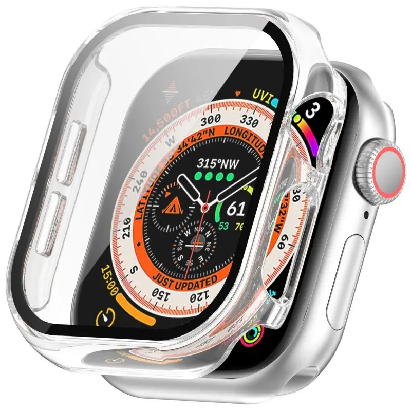 Premium Tempered Glass Apple Watch Screen Protector with PC Bumper Cover
