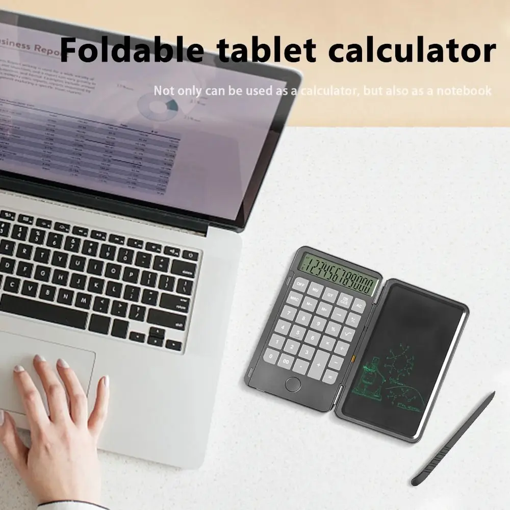2in1 آلة حاسبة علمية شاشة عرض كبيرة قابلة للمسح مكتب LCD لوحة رسم قابلة للطي قابلة للشحن تابلت للكتابة الرقمية