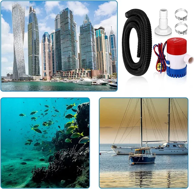 New 5-piece bilge pump pipe kit Bilge pump Electric 12v bilge pump PVC bilge pump hose 2