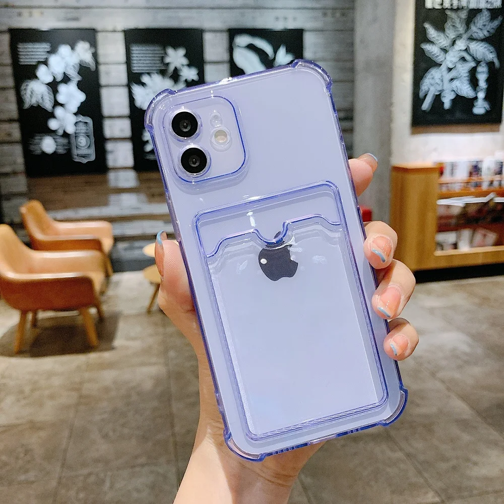 Transparent Shockproof Soft Bumper Phone Case with Clear Card Holder