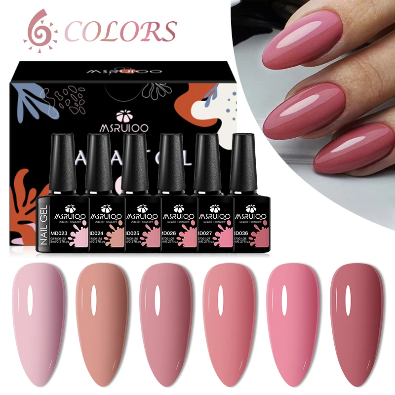 MSRUIOO 8ml Sparkly Rose Red Pink Gel Nail Polish Nail Supplies Vernis Semi Permanent Nail Art Varnish Manicure Soak Off UV Gel 3