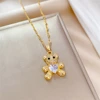 Fashion Crystal Heart Necklace For Women Jewelry Sets Stainless Steel Chain Cute Bear Stud Earring Mothers Day Gift 5