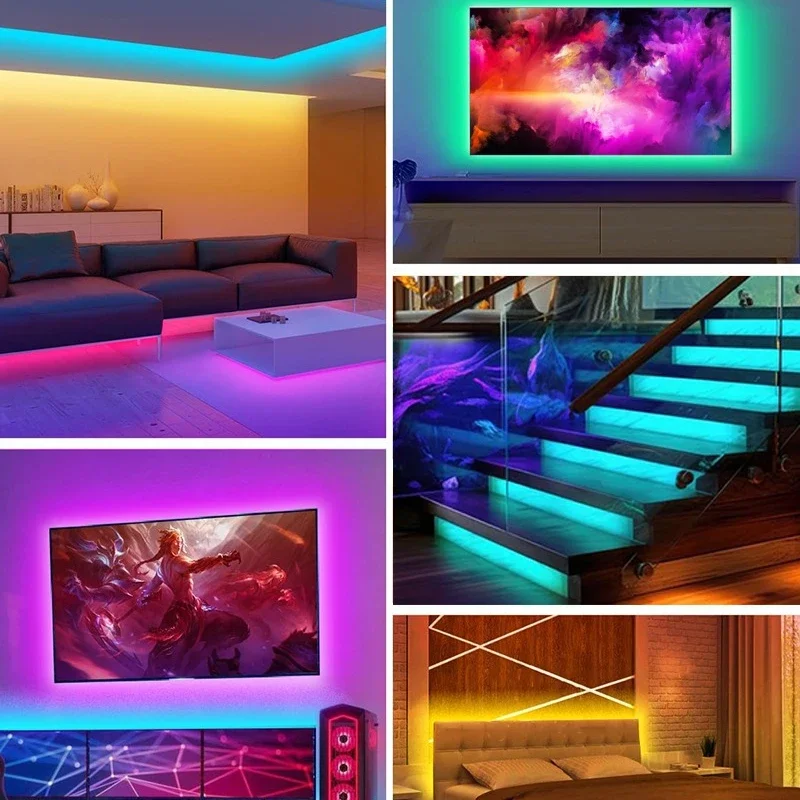 24키 리모컨 RGB LED 조명 스트립, 가정용 주방 바 및 침실 장 USB 작동 색상 변경 램프