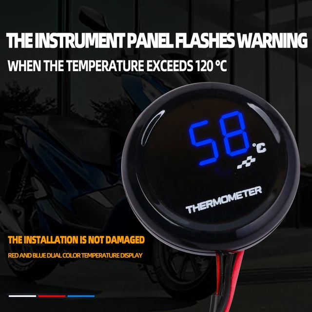Termometro Digitale Per Moto - Indicatore Temperatura Acqua Blu, 0-120°C, Allarme 120°C, 12V - Foto 11