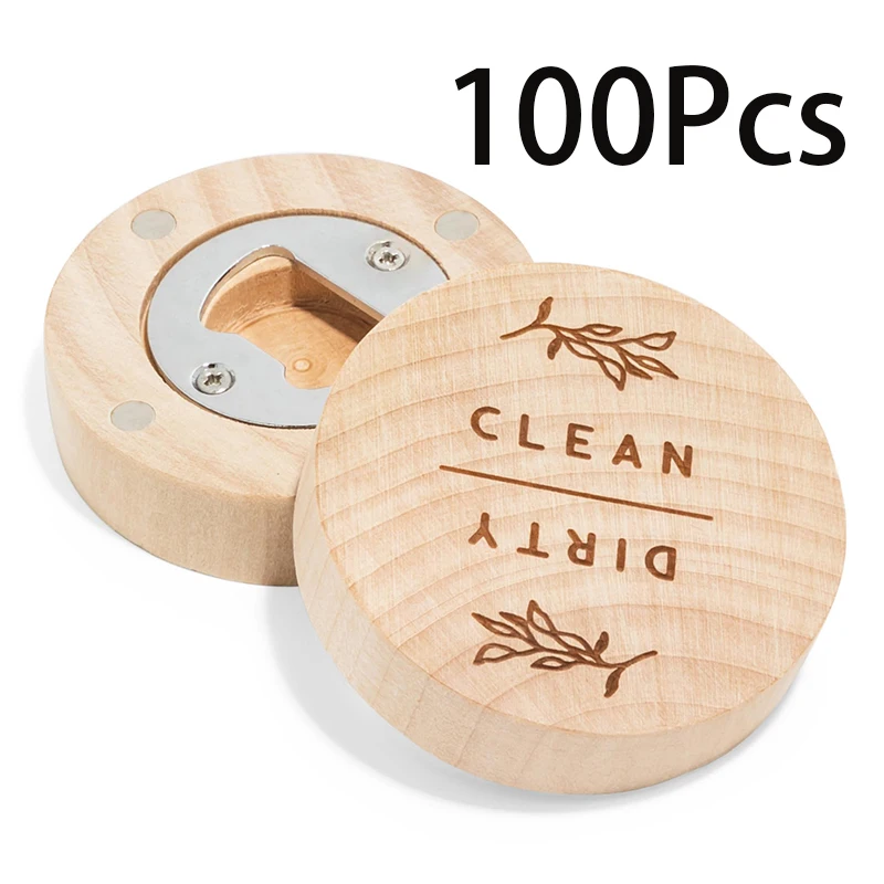 

100Pcs Custom Wood Fridge Magnets Bottle Opener Refrigerators Decor Photo Wall Message Magnet Sticker Wedding Gift Souvenir