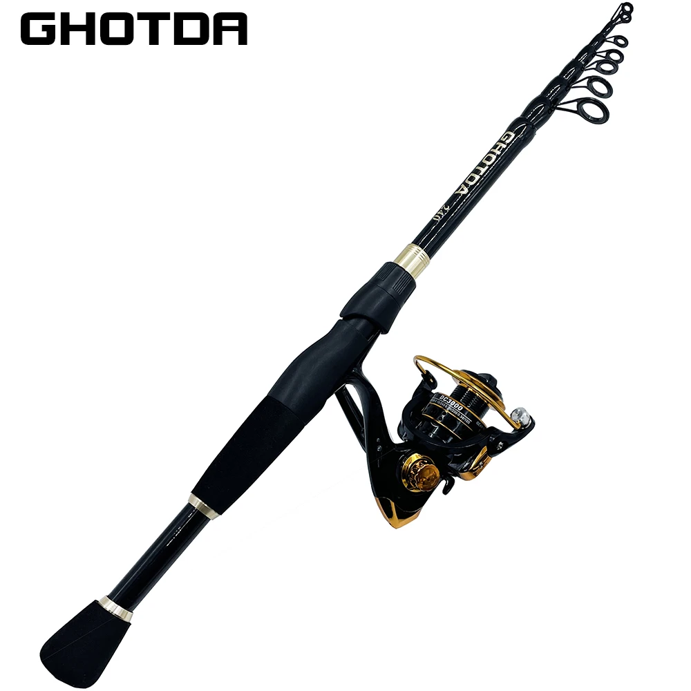 Fishing Rod Spinning Fishing Combo Rod 1.8M Telescopic Rod High Speed Ratio  Fishign Reel Max Drag 2kg Full Fishing Kit Telescopic Fishing Pole