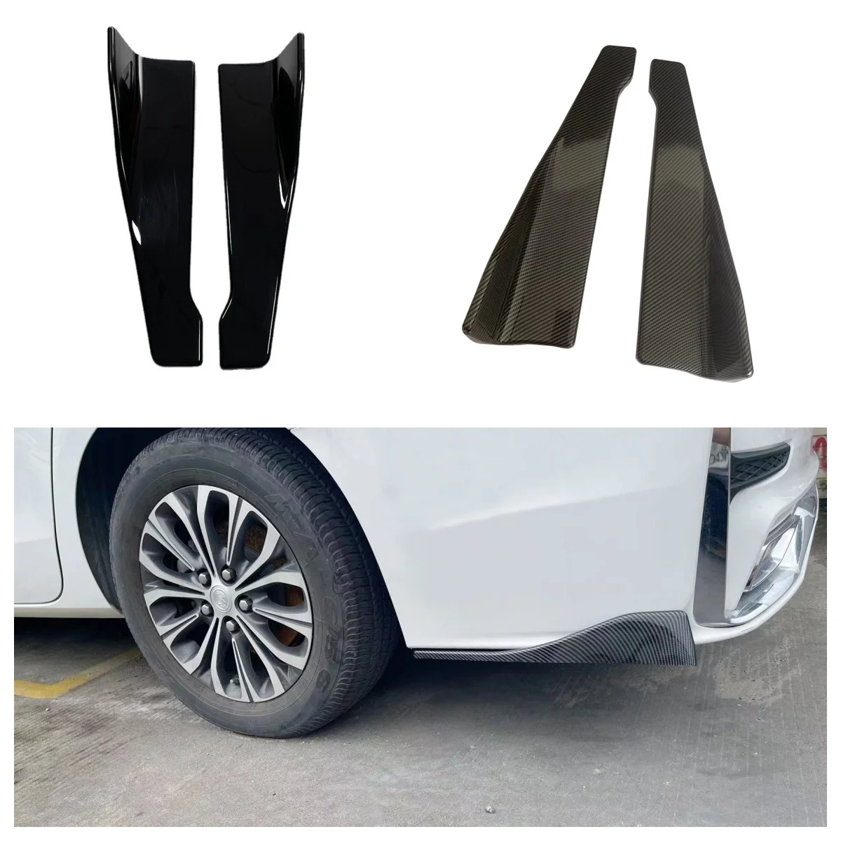 

Универсальный автомобильный спойлер 48 см, Боковой бампер, задняя боковая юбка, коромысло, крылья из углеродного волокна, глянцевая черная Защитная отделка