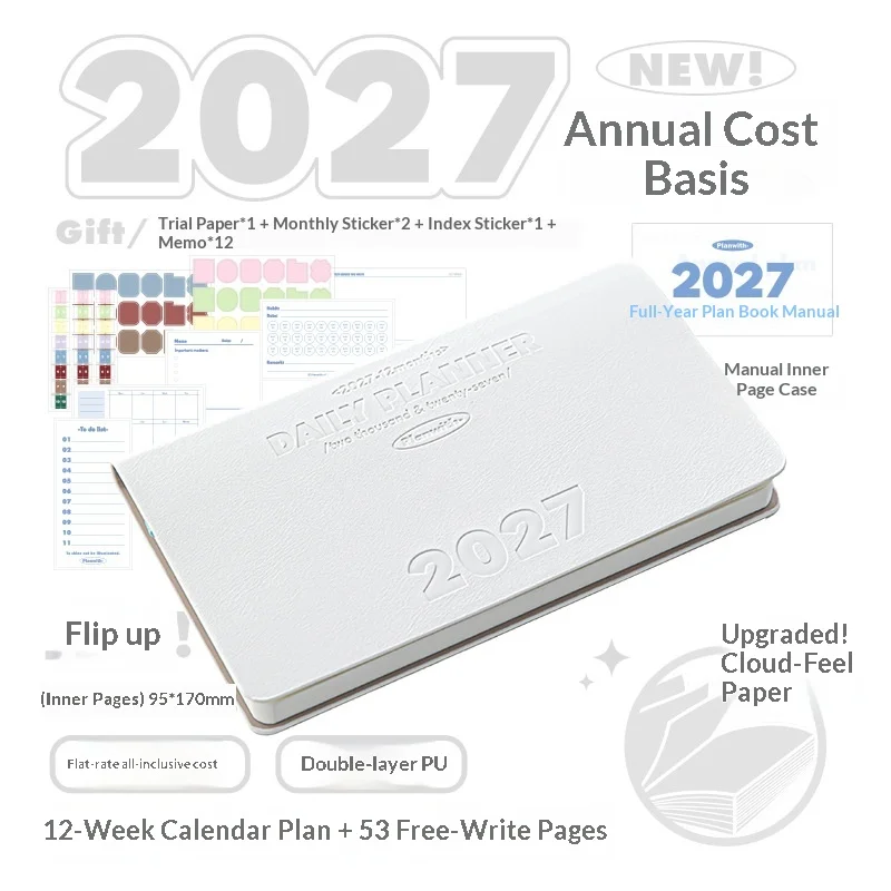 Premium Daily Planner: 12-Month Schedule Agenda Book for Work and Study - Office Stationery Supplies