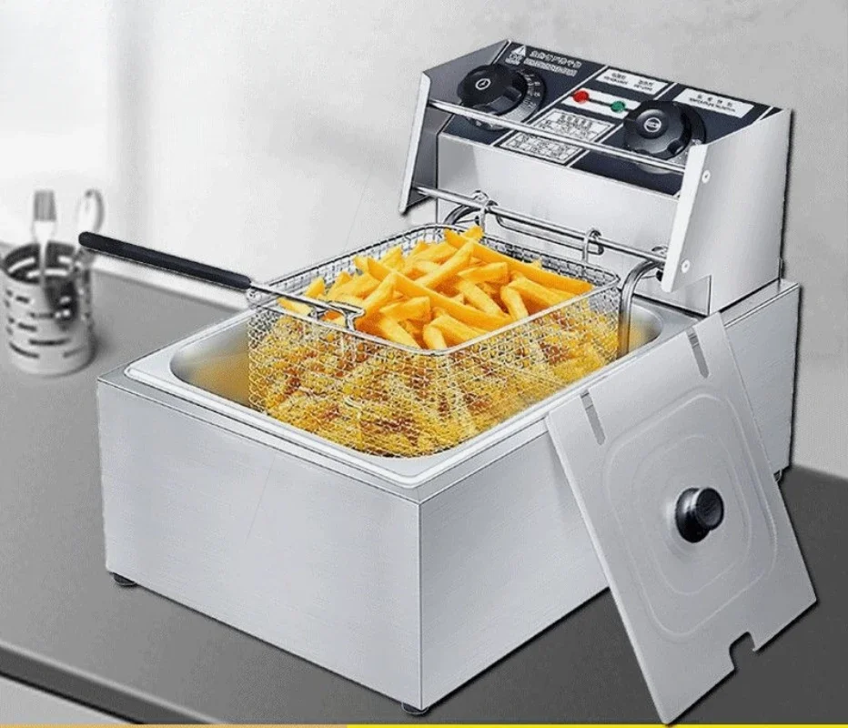 220V10l Stainless Steel Commercial Electric Frit Use Stove Single Cylinder Smokeless Chicken Dough French Fries Fryer Machine 2