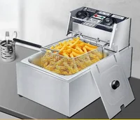 220V10l Stainless Steel Commercial Electric Frit Use Stove Single Cylinder Smokeless Chicken Dough French Fries Fryer Machine 2