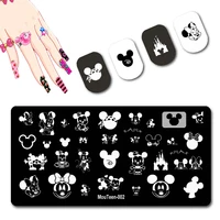 DISNEY Cartoon Face Nail Stamping Plates Little Hand Nail Stamp Long Dress Princess Nail Art Design Cute Ear Nail Stamping #009 2