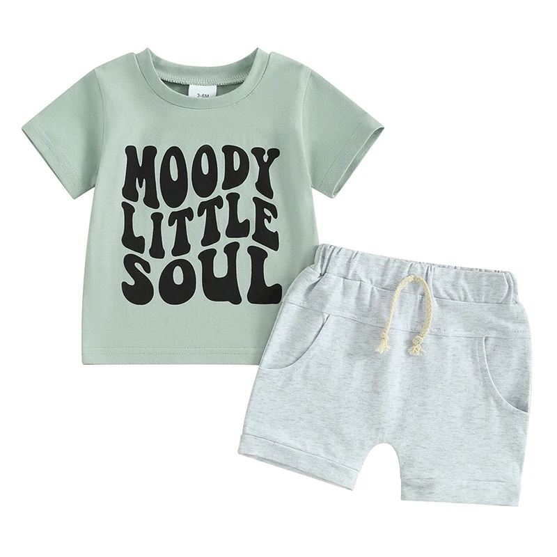 

Одежда для маленьких мальчиков Kurylemon, летняя футболка с надписью для малышей, повседневный комплект с шортами
