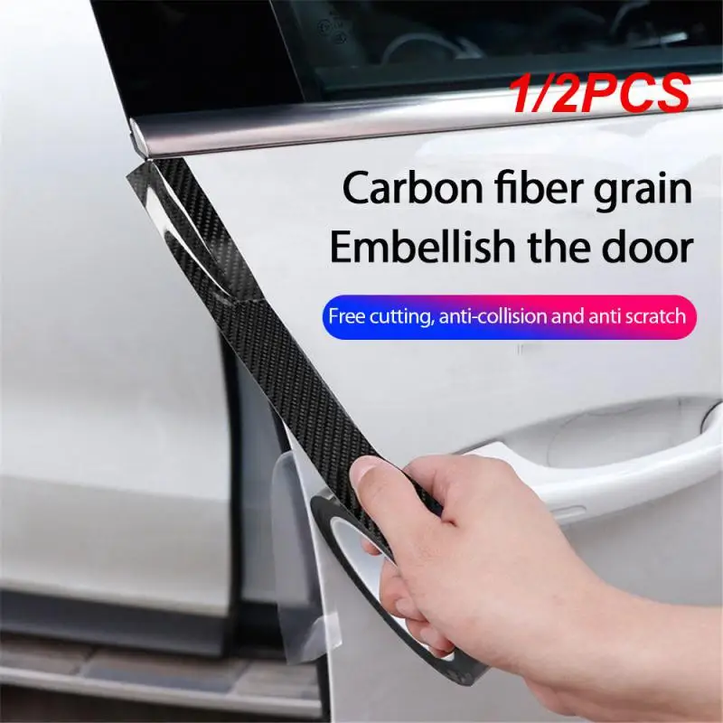 

1/2PCS Nano Carbon Fiber Car Sticker Paste Protector Strip Auto Door Sill Side Mirror Anti Scratch Waterproof