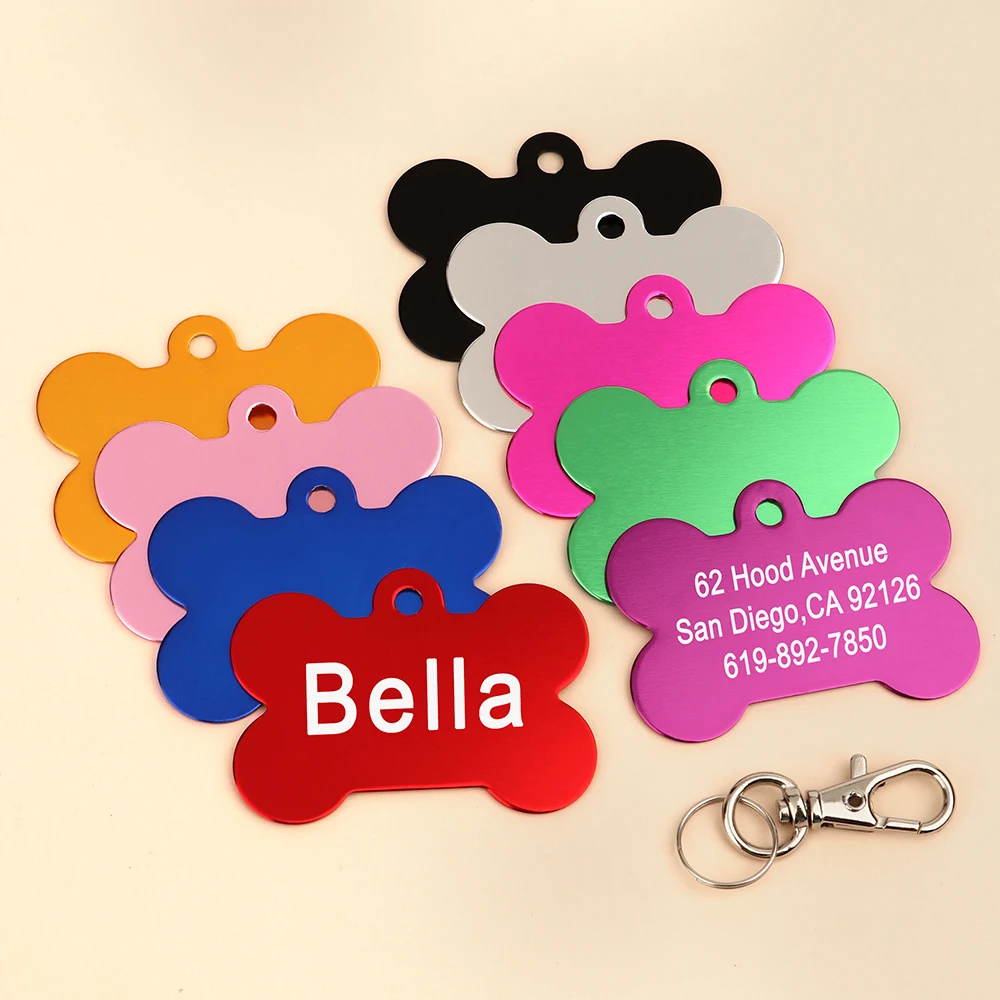 Bone Shaped Pet ID Tag Personalized Dog Cat Name Tags Anti-lost Free Engraving Collar Pendant Bone for Small Medium Large Pet - Imagen 5