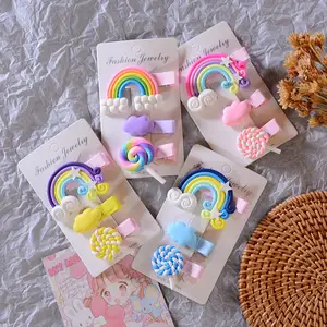 EverlyandLyn Rainbow Hair Clip | Candy Hair Clips | Girl Clips | Toddler Clips | Rainbow Handmade Candy Hair Clips | Rainbow Barrette | Cloud Hair Clip