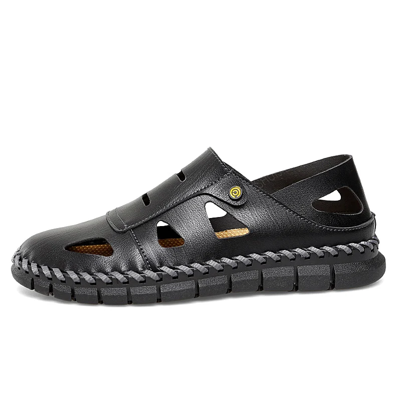 

Summer Comfy Leather Mens Sandals LuXury Brand Outdoor Casual Sandals Cowhide Beach Shoes Non-Slip Designer Slippers Mocassins