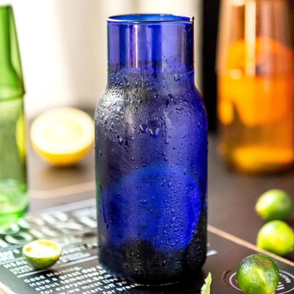 Bedside Water Carafe with Tumbler Glass Set for Bedroom Nightstand Glass Mouthwash Bottle Juice Water Pitcher for Kitchen Bath