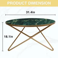 Round Coffee Table with Green Faux Marble Top 2