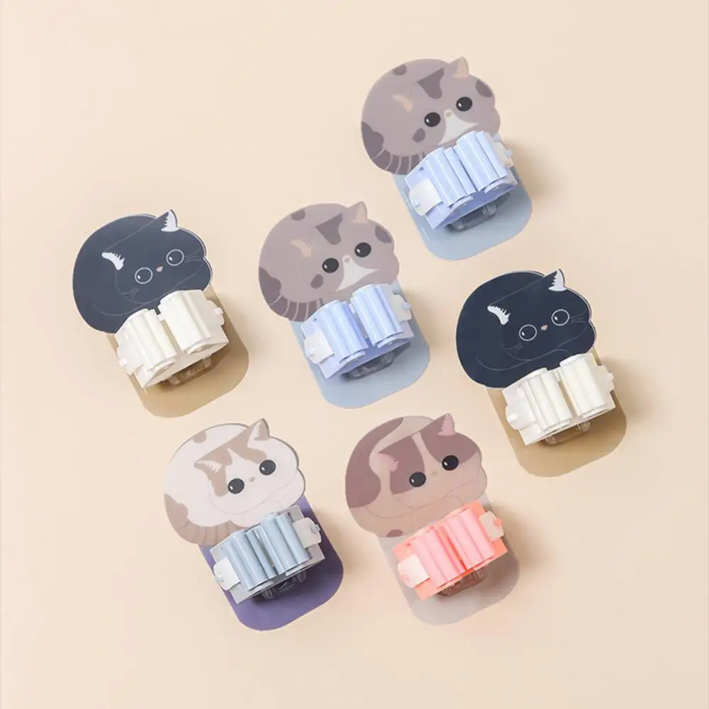 Cartoon Cute Mop Organizer Holder Wall Mounted Brush Broom Hanger Home Storage Rack Bathroom Kitchen Hanging Pipe Hooks mop & broom holder mop storage rack bathroom organizer home storage accessories