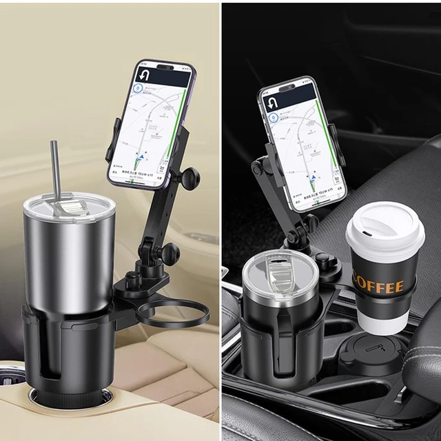 Support de téléphone portable de navigation centrale de voiture Porte- gobelet d'eau rotatif à 360