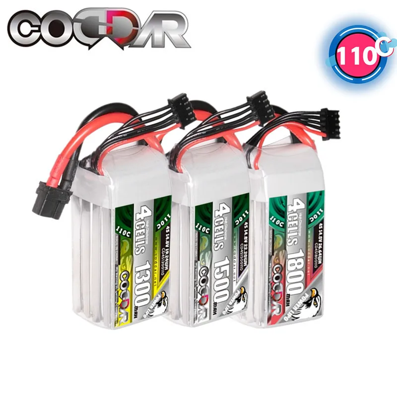 

CODDAR 4S 14.8V Lipo Battery 1300mAh 1500mAh 1800mAh 110C With XT60 Plug For FPV Airplane Drone Quadcopter Helicopter RC Car