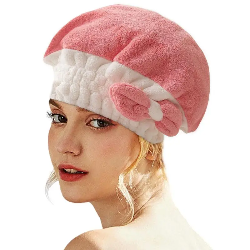 

Женское полотенце для волос, мягкое быстросохнущее полотенце для волос с бантом, закрывающее голову, полотенце из микрофибры против спутанных волос