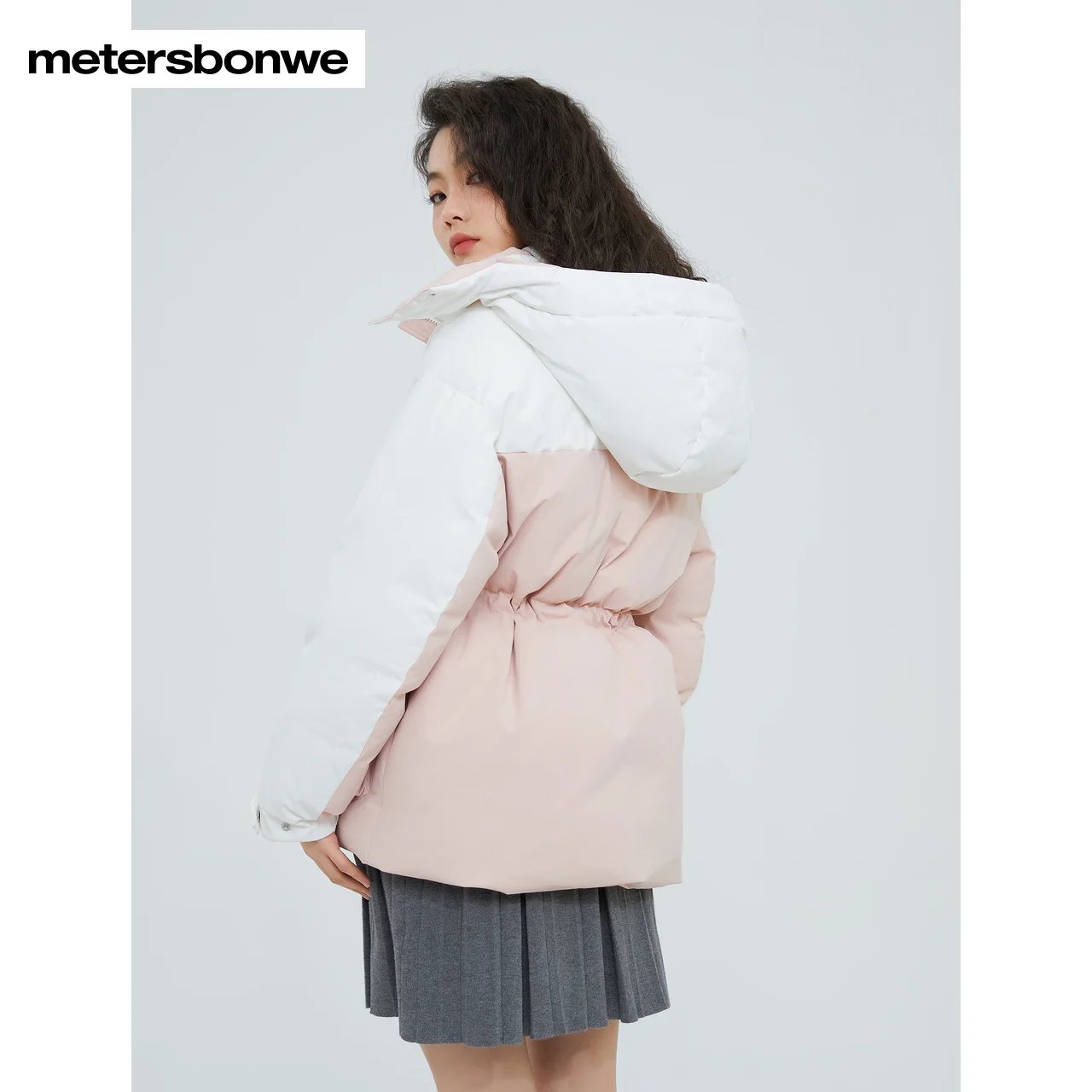 Metersbonwe Women's 22New Camouflage Color Cargo Hooded Down Jacket 80%Duck Down Medium Length Thick Warm Wear Loose Winter Down
