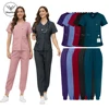 Niaahinn Medical Scrubs Uniform Nurse Women Men V-neck Scrub Shirt Pants Set with Pockets Hospital Work Wear Nursing Accessories