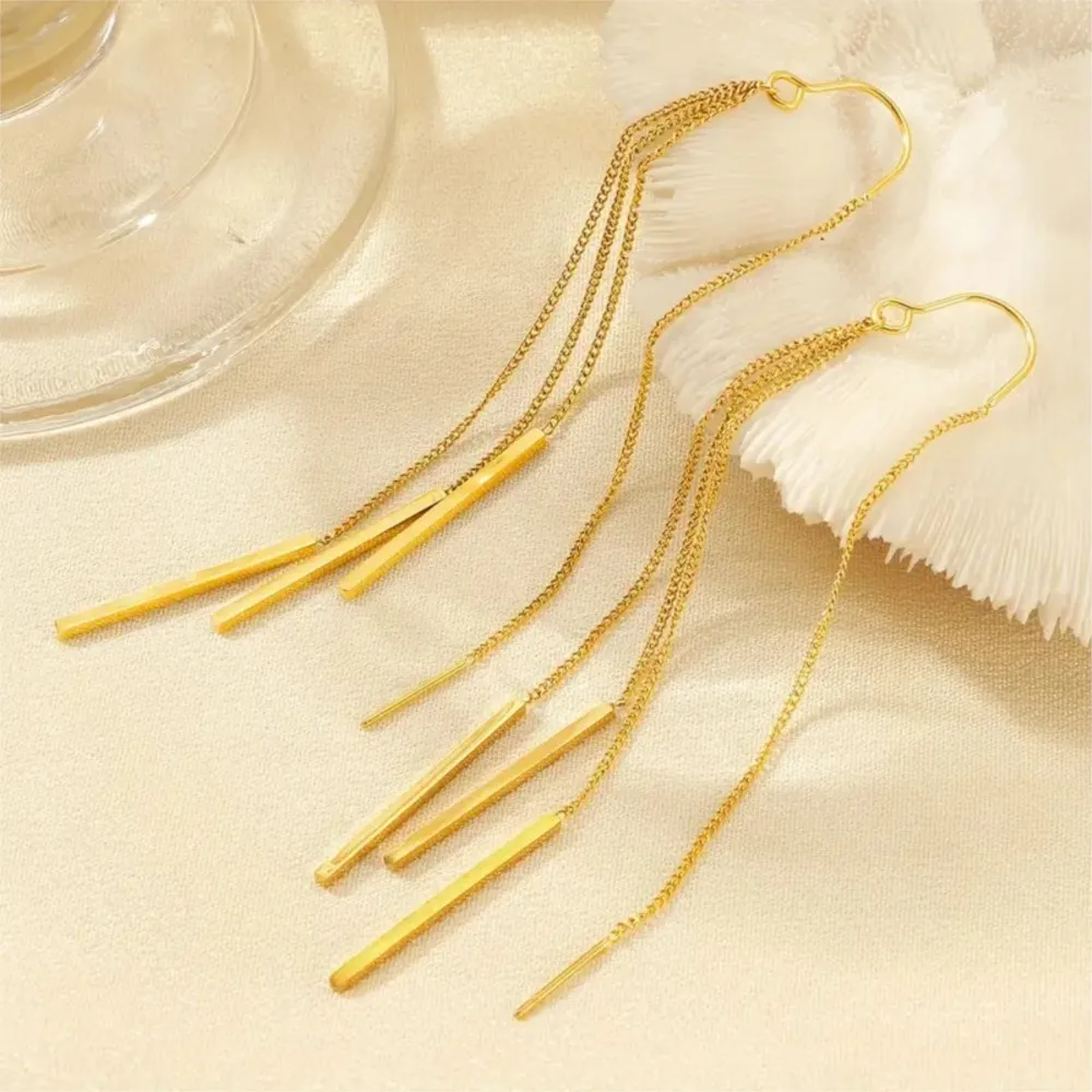 Simple Fashion Golden Tassel Earring for Women High-quality Fashionable Earings Daily Wear or Party Jewelry Accessories