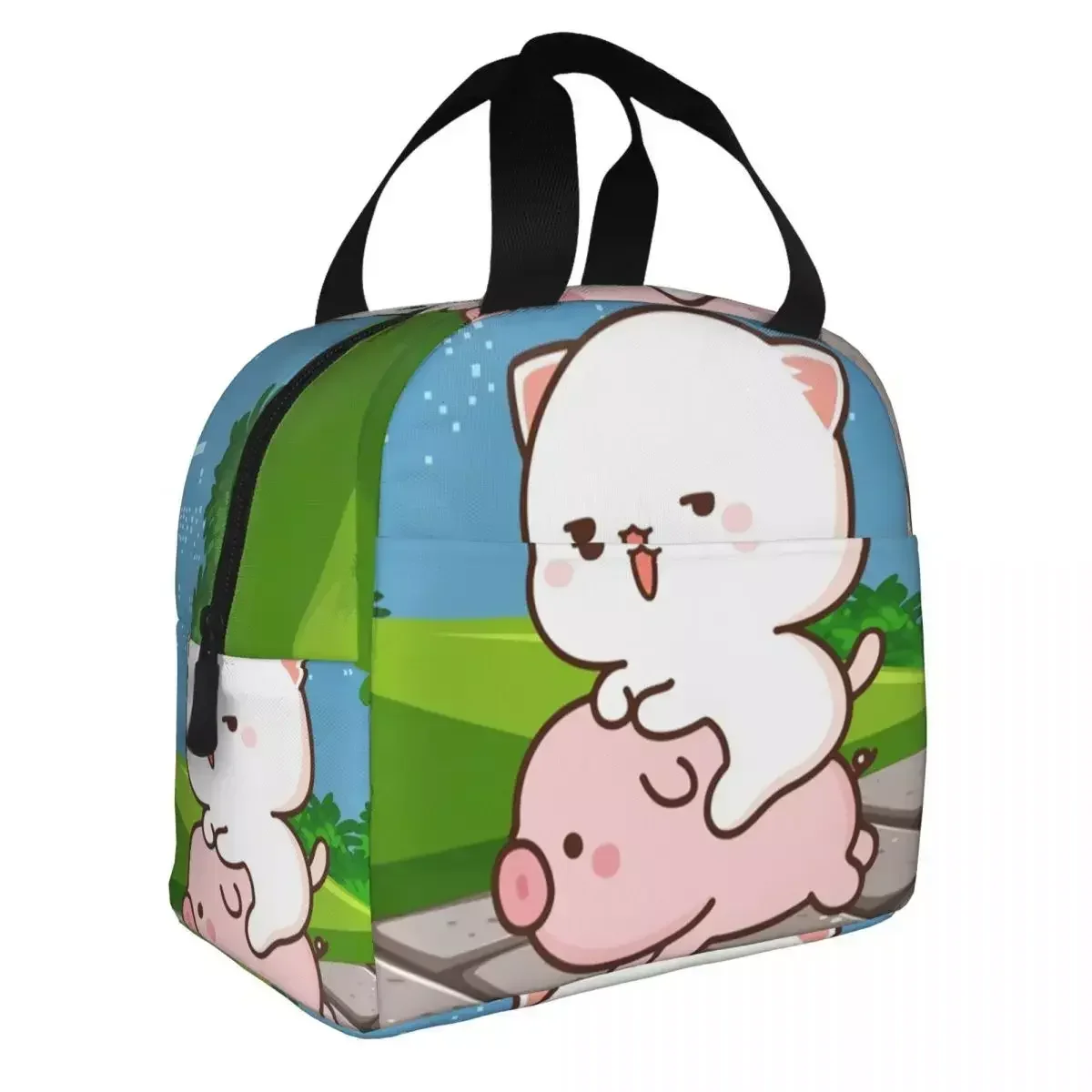 

2024 New Mochi Cat Insulated Lunch Bags For Women Peach And Goma Resuable Cooler Thermal Food Lunch Box Outdoor Camping Travel