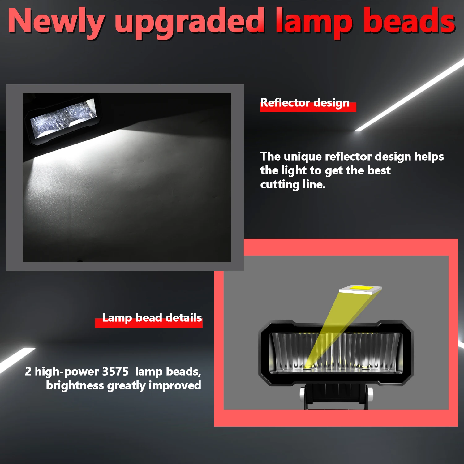 Led Work Fog Driving Lights Bar High Beam Headlights 12v LED Lighting Brackets W