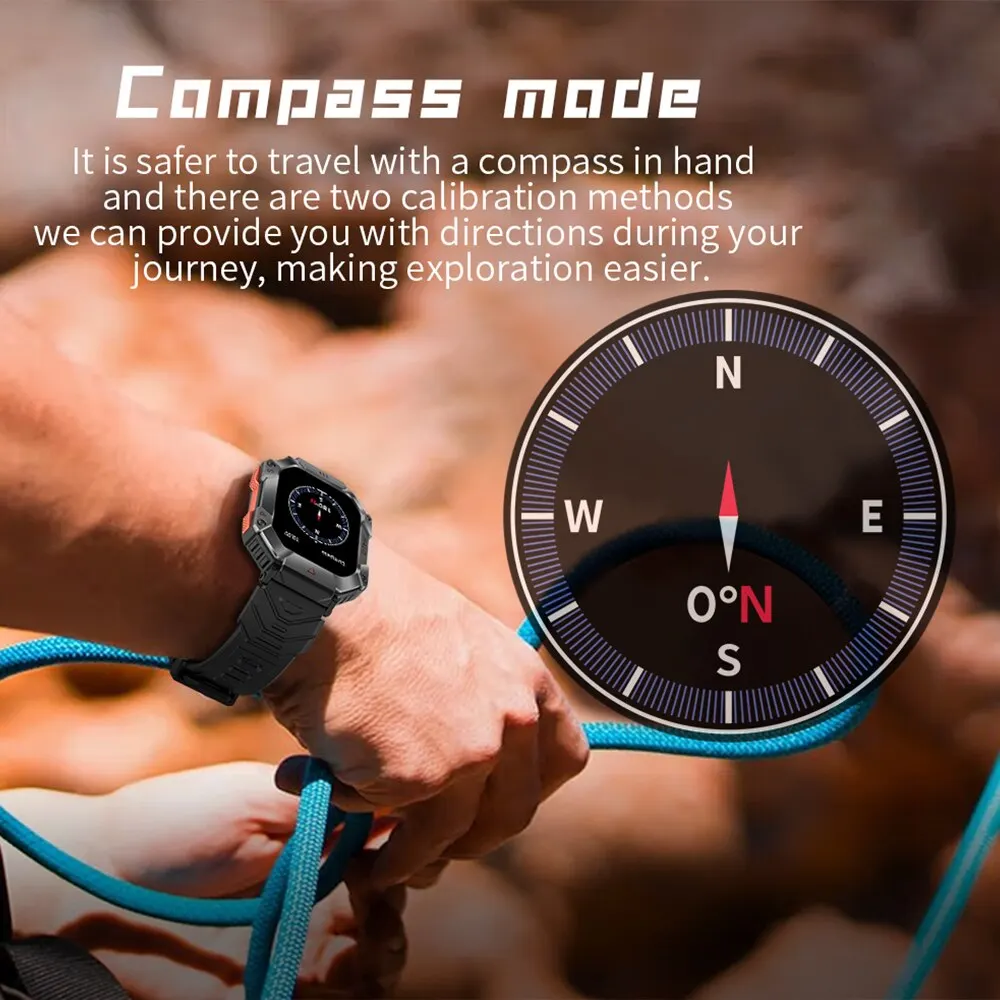 Smart Watch GEJIAN GPS Military Smart Watch Men For Android IOS Ftiness Watches Ip68 Waterproof 2.0 AI Voice Bluetooth Call