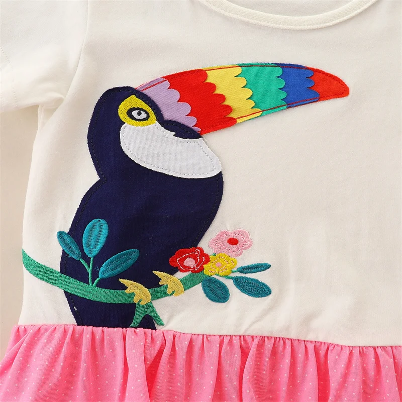 Baby Girls New Designed Summer Clothes Applique Some butterflies Kids Dresses Sleeves Clothing 2-7T