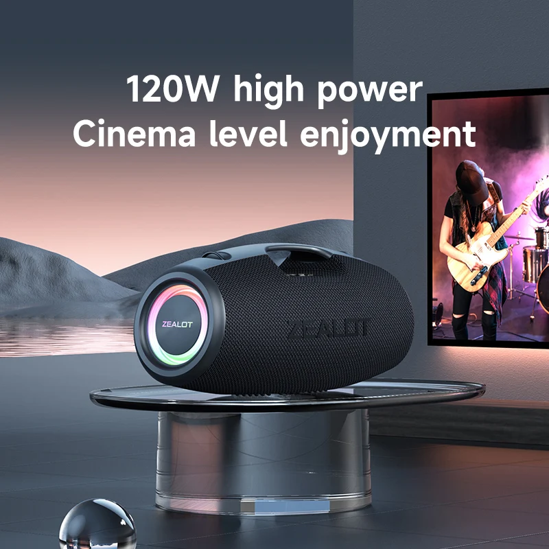 ZEALOT S78 120W High power bluetooth speaker portable RGB colorful light waterproof wireless subwoofer 360 stereo surround TWS 2