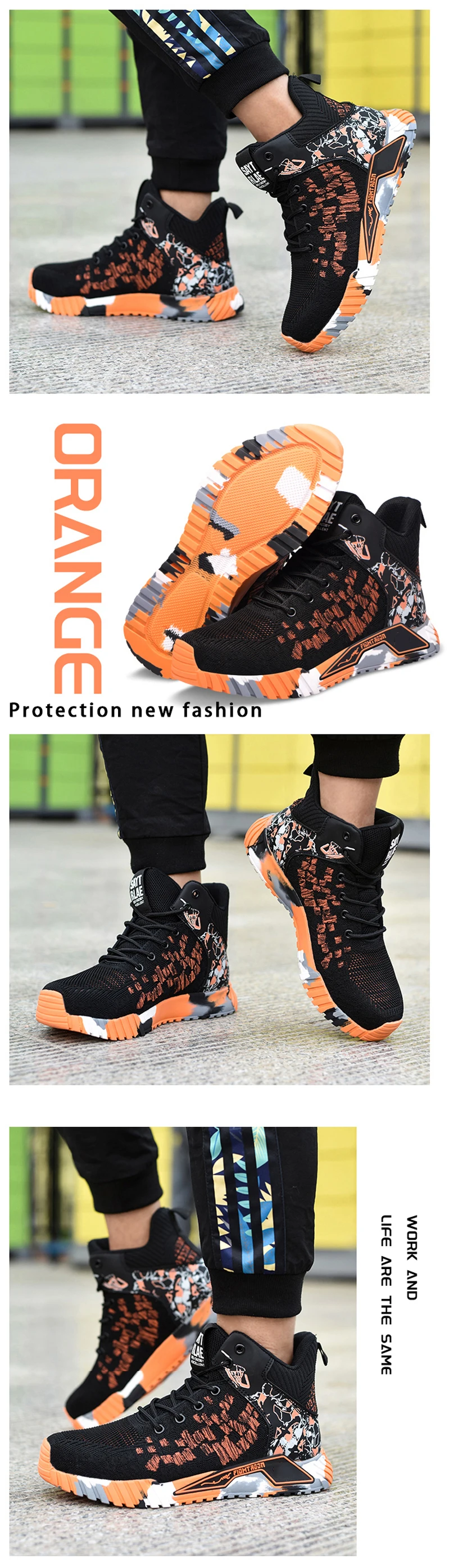 Amawei 2023 Men Boots Work Safety Boots Anti-smash Anti-puncture Work Sneakers Safety Shoes Men Shoes Indestructible Work Boots